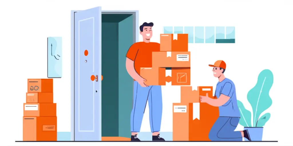Happy person receiving imported packages at home