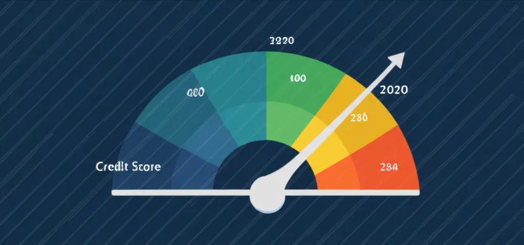 Credit score dashboard gradually rising over time