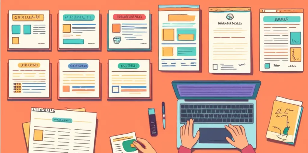 Illustration of organized desk with insurance documents