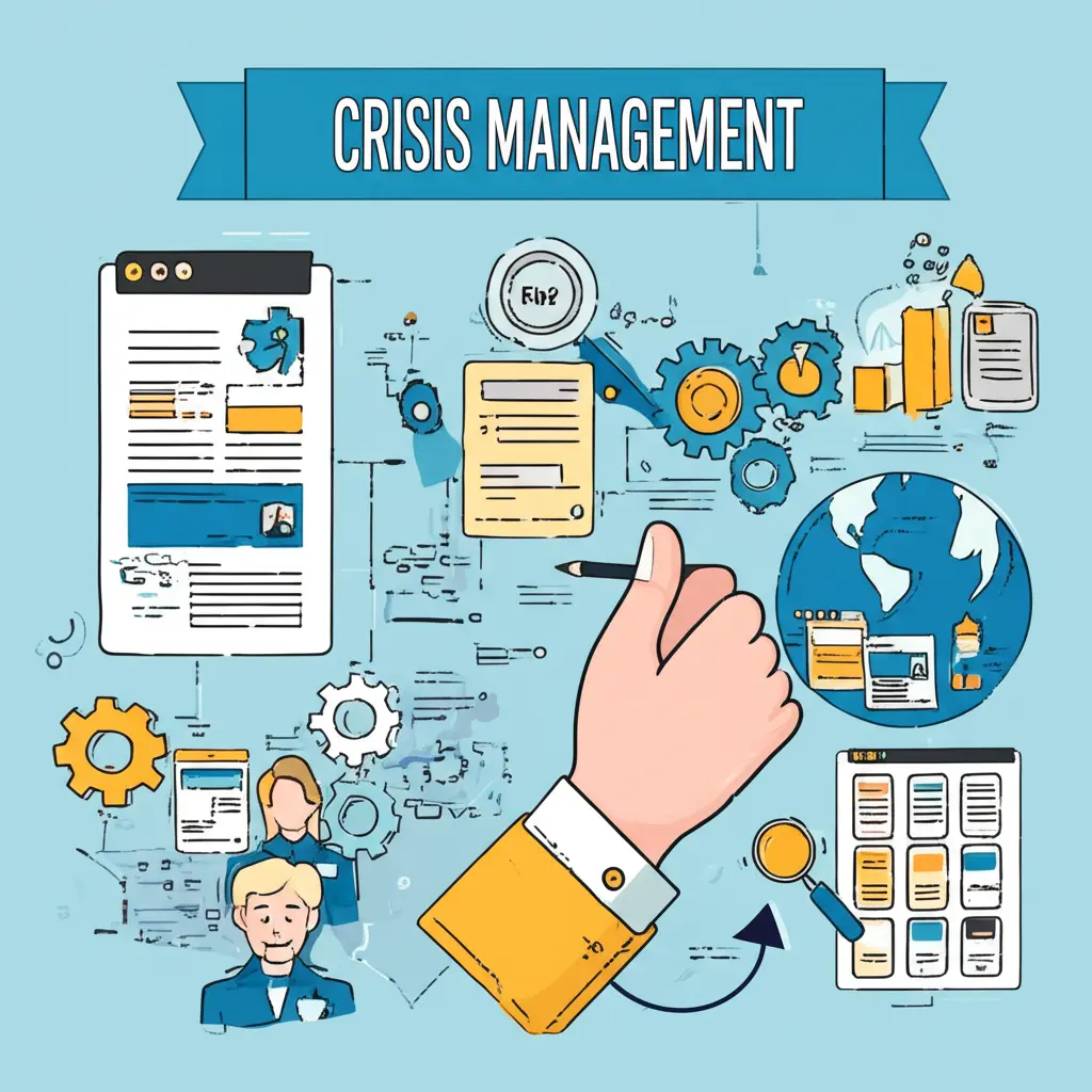 A hand-drawn representation of a crisis management plan chart.