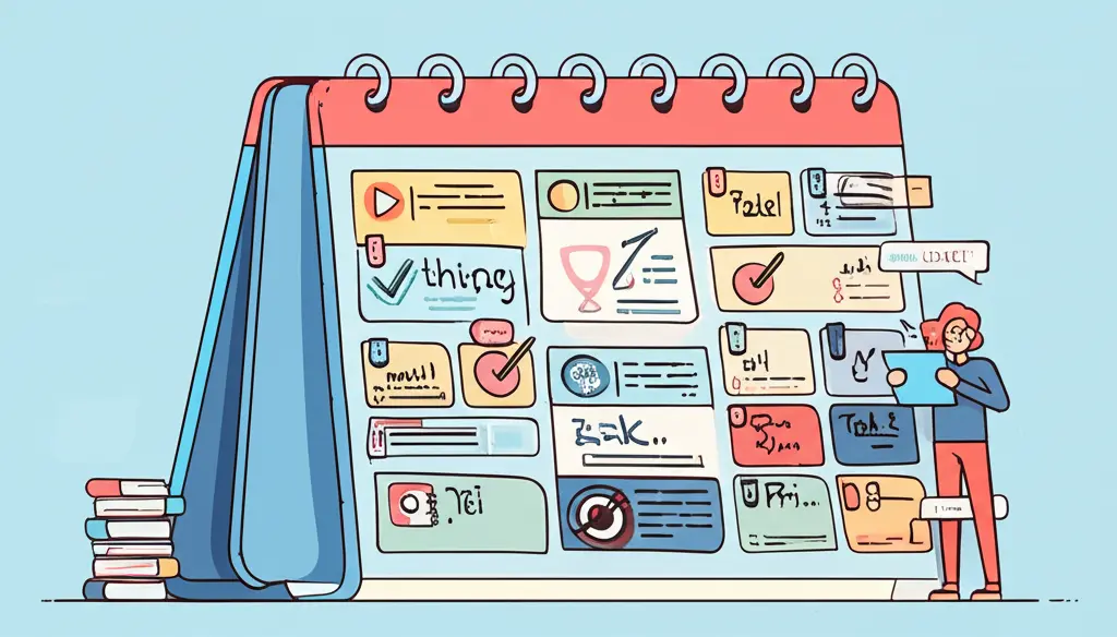 Illustration of an overfilled calendar.
