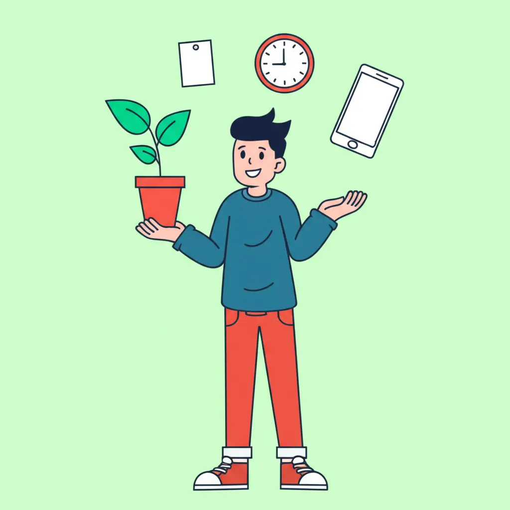 Person juggling different objects representing life's unpredictability