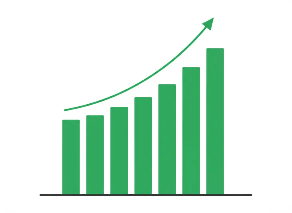 A graph depicting long-term investment growth