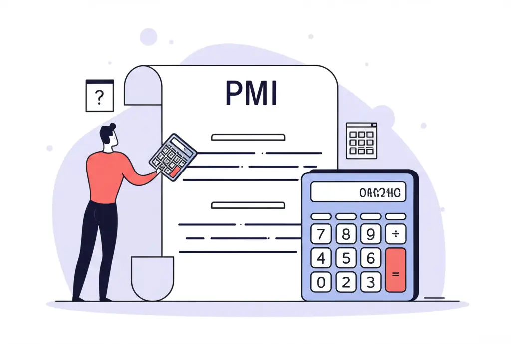 Person comparing financial documents with PMI details