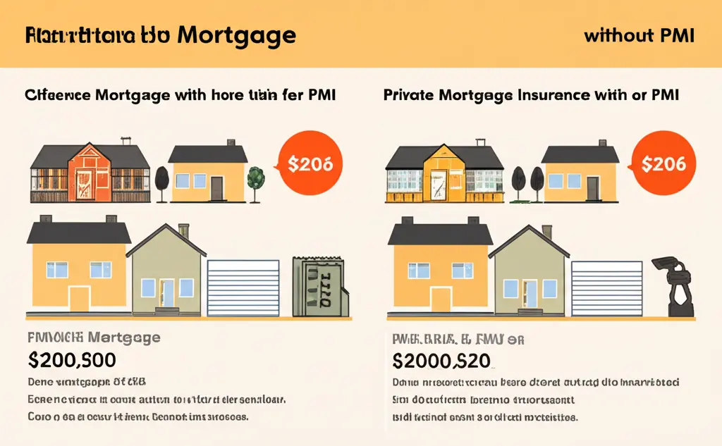 Infographic comparing costs of mortgages with and without PMI