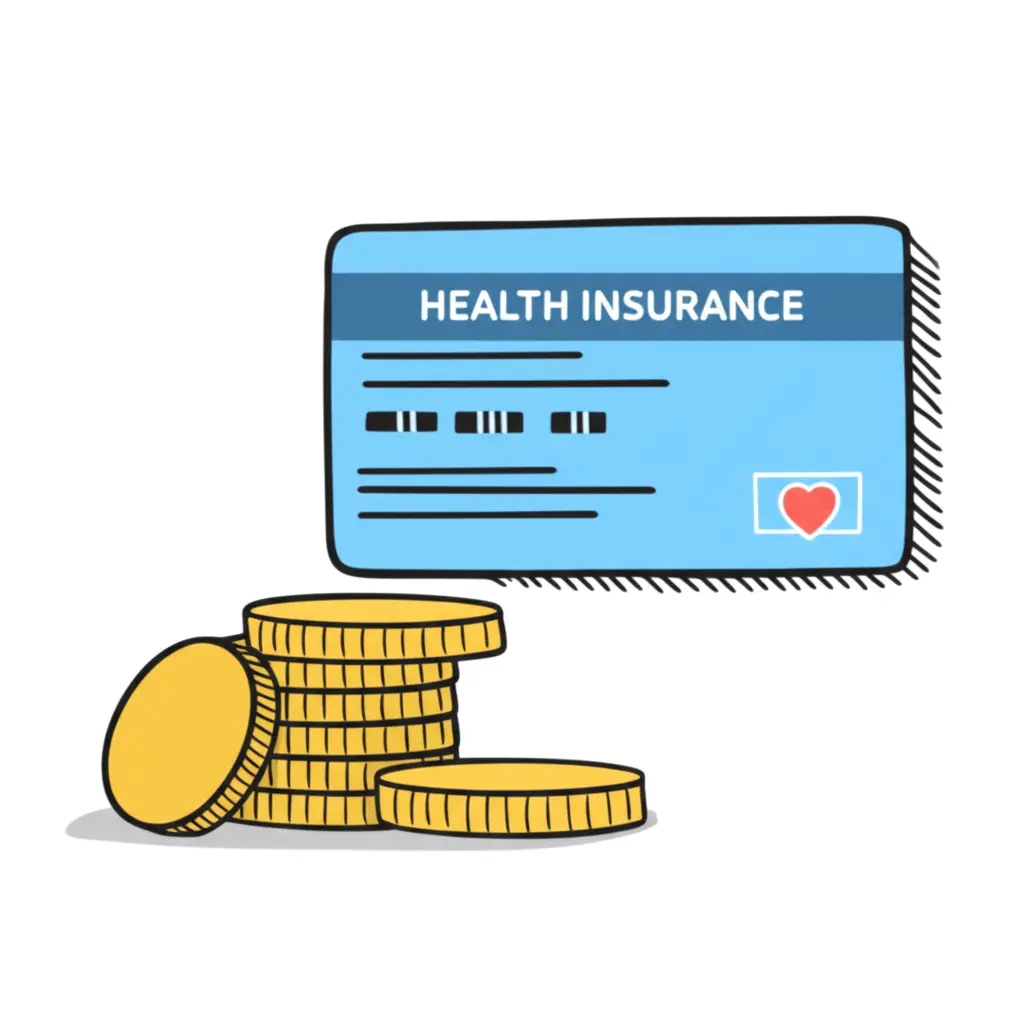 Health insurance card on coins