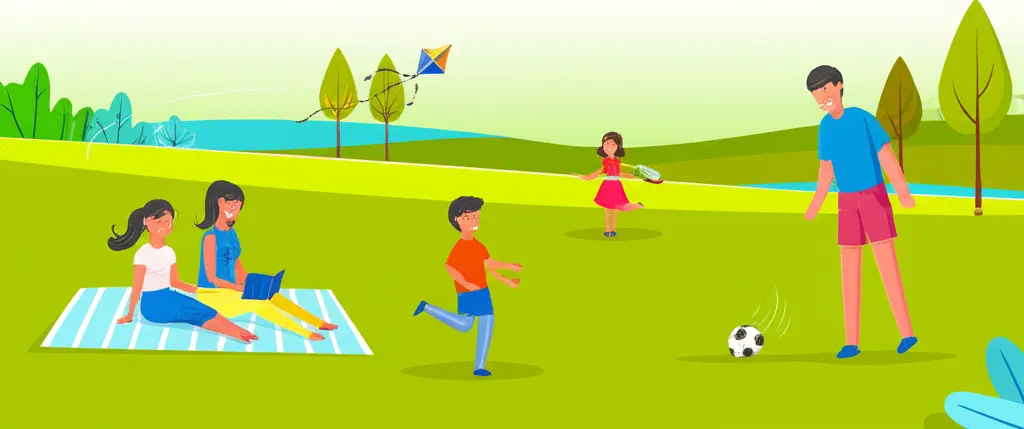 A family having fun at a park