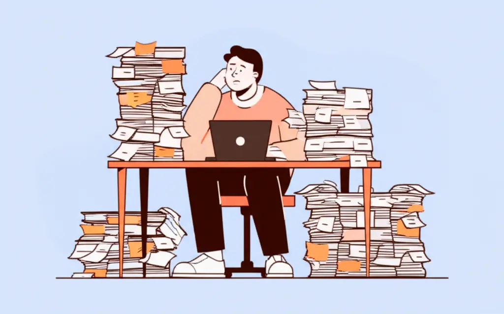 Person overwhelmed by bills