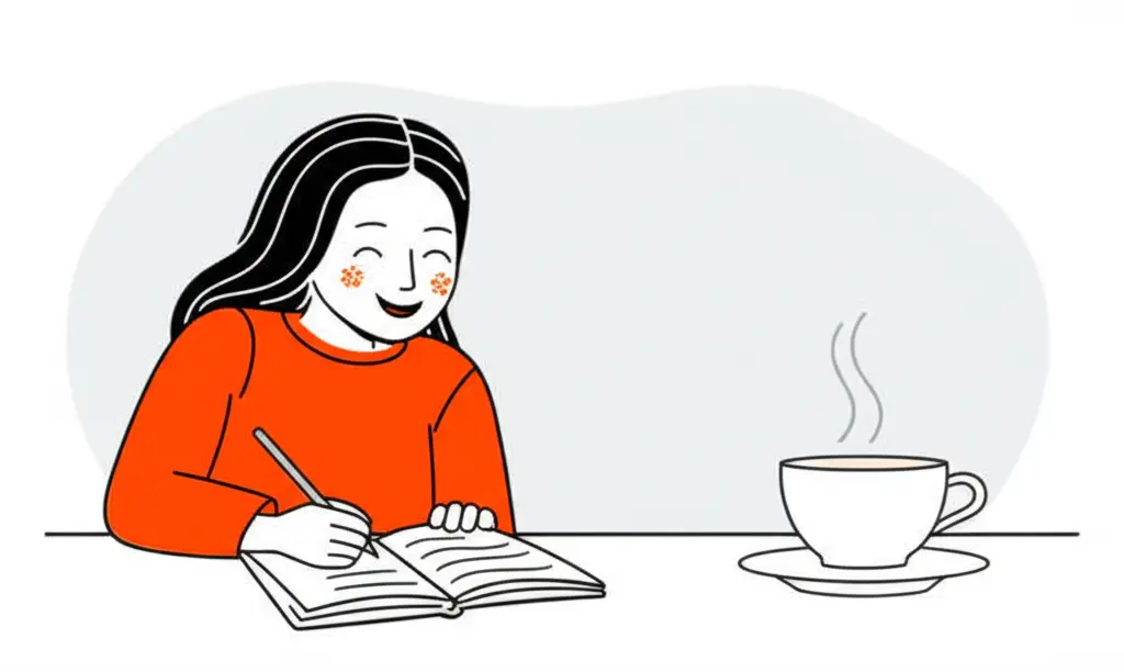 Person enjoying a journaling session with coffee