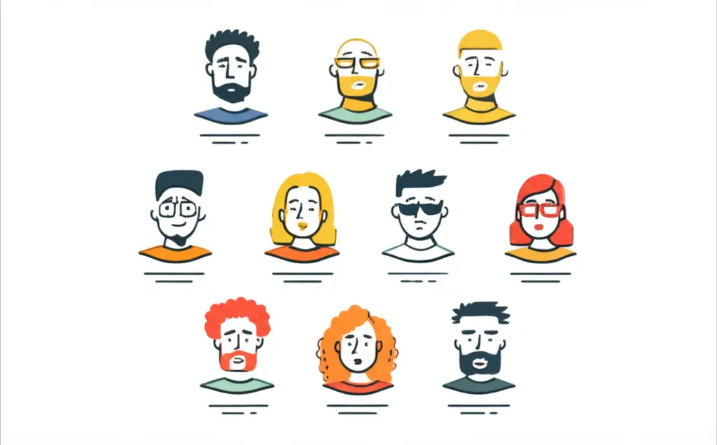 A group chat circle with diverse expressions of engagement