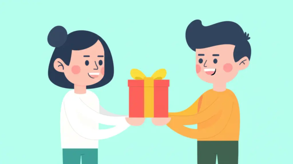 A person receiving a surprise gift with a joyful expression.
