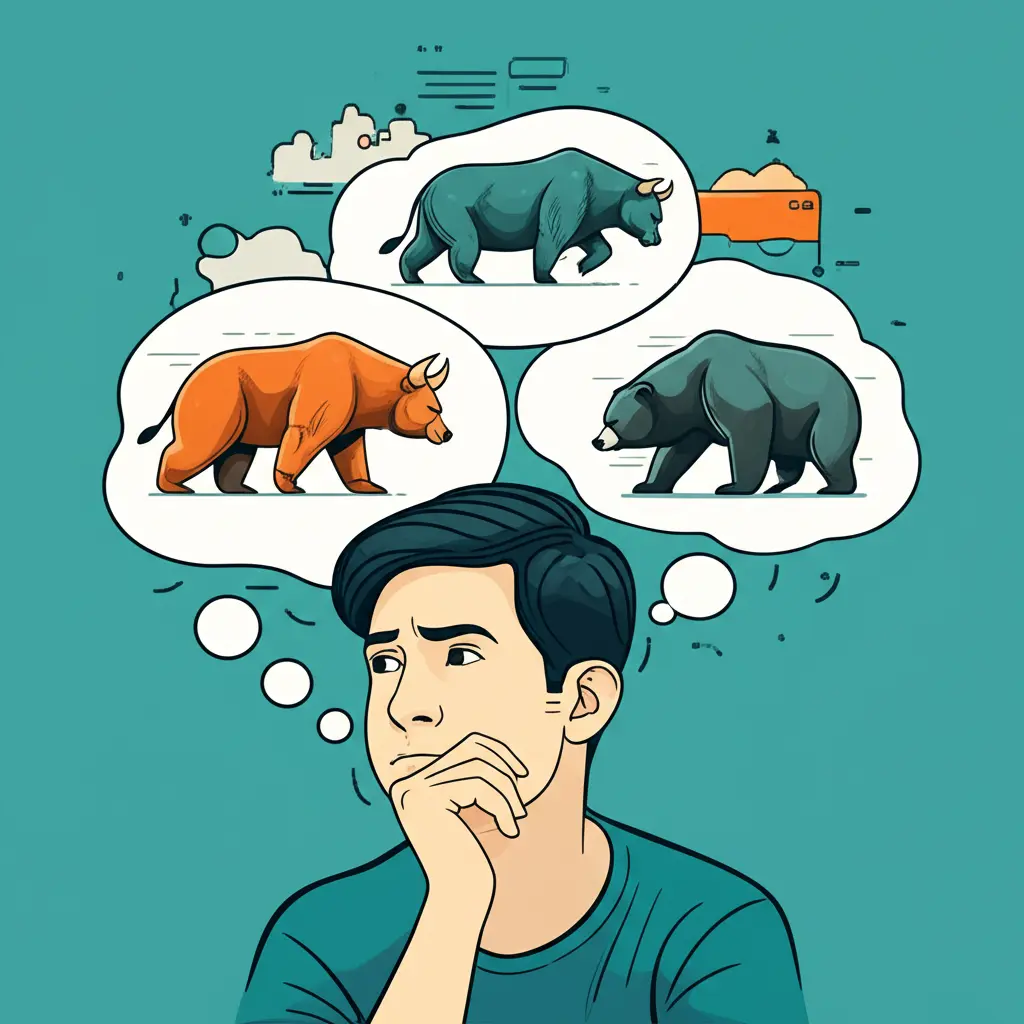Person thinking about stock market scenarios