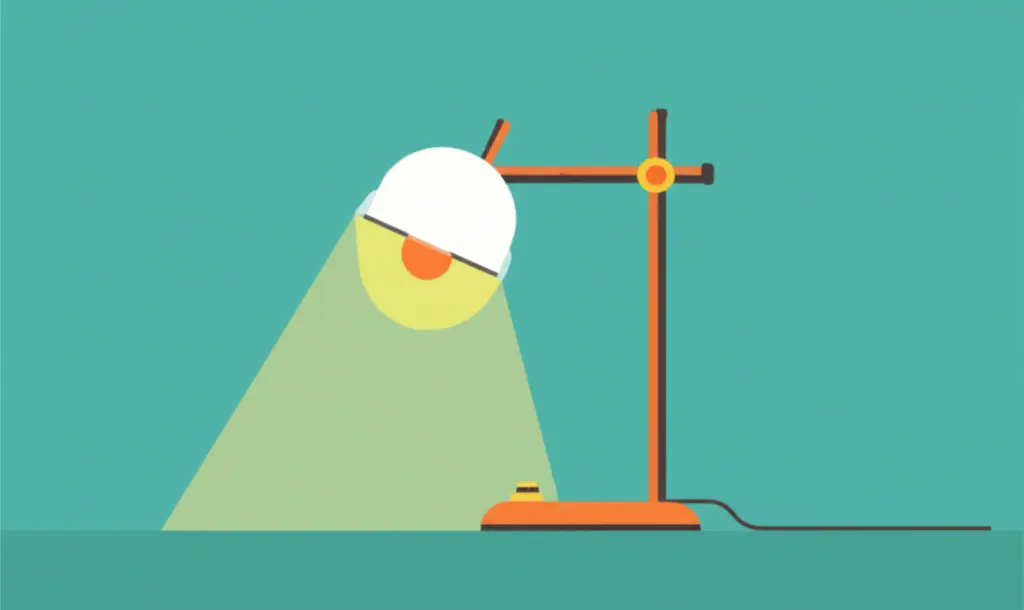 Hand-drawn close-up of a vintage table lamp casting playful shadows.