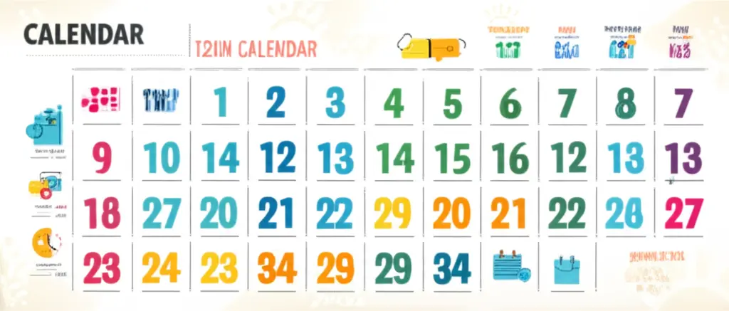 Calendar with colorful task icons
