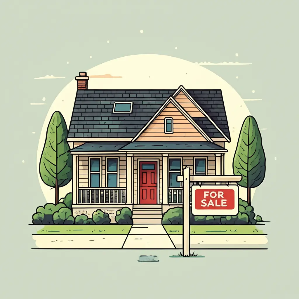 House with For Sale Sign