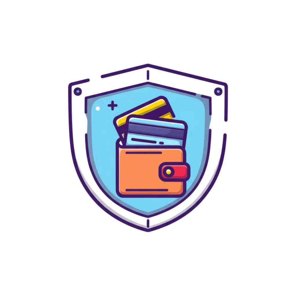 Shield protecting a wallet with credit cards