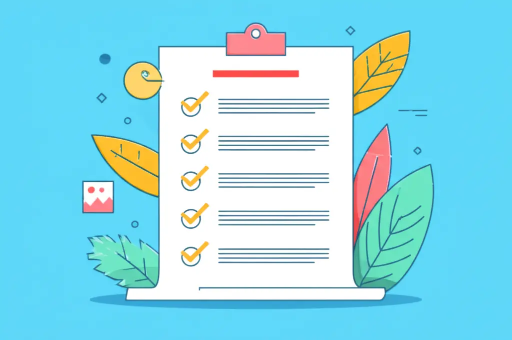 Checklist of small tasks ticked off