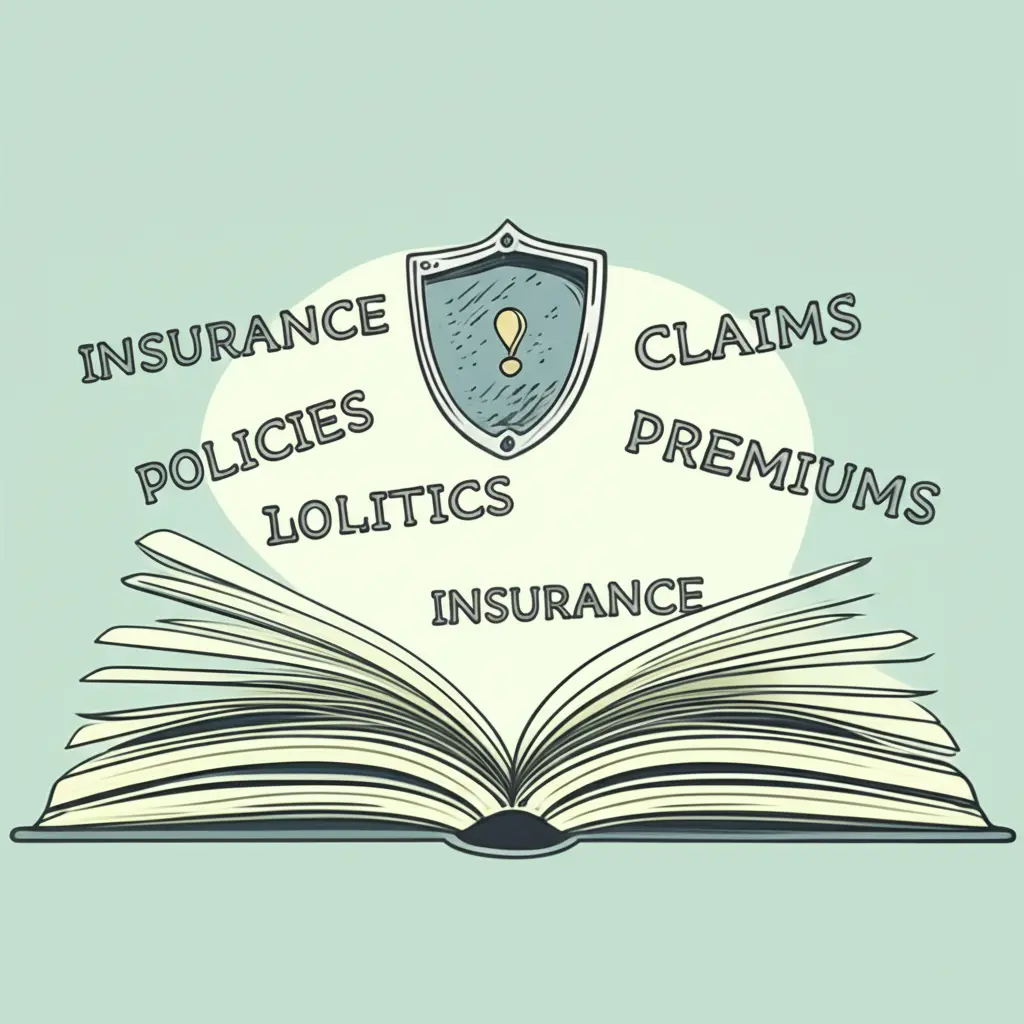 A book with insurance terms floating around