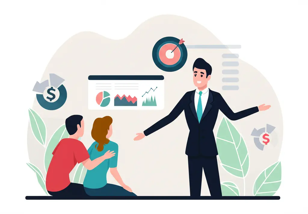 A financial planner advising a young couple about investments