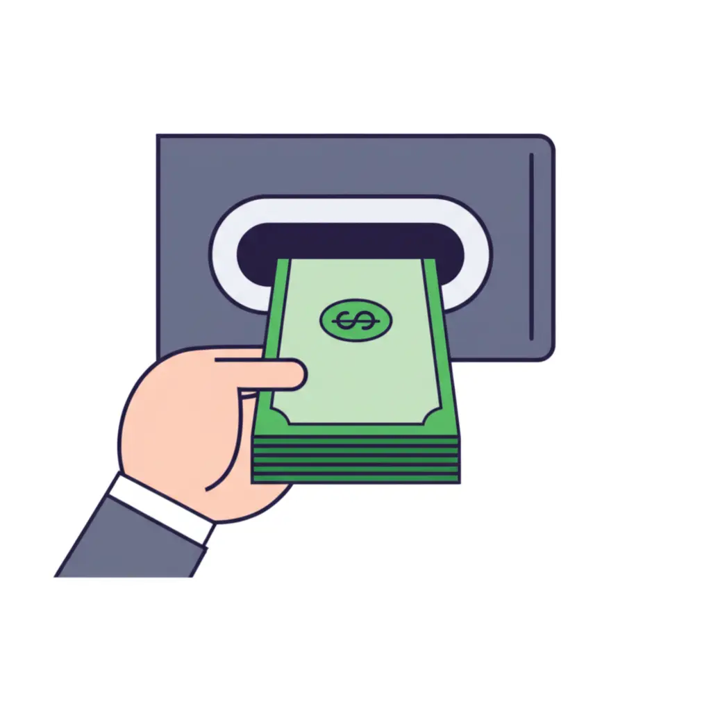 Person using an ATM to deposit cash.