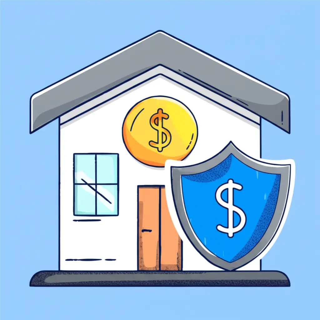 Illustration of a house with financial protection symbols