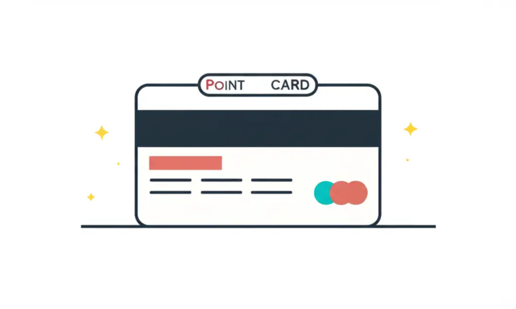 A minimalist illustration of a credit card with a points counter on top.