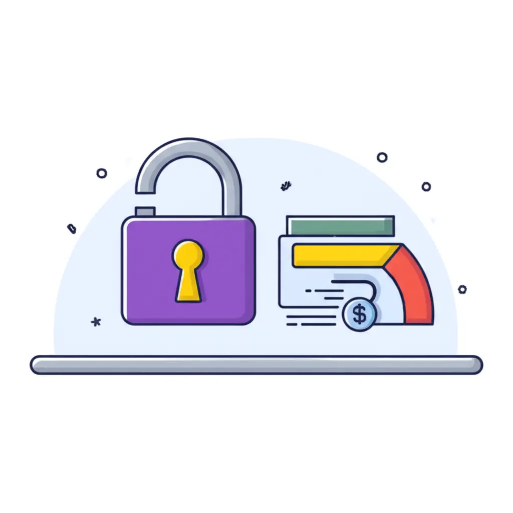 Lock with a shield representing credit score protection