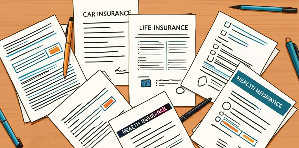 Desk with insurance documents