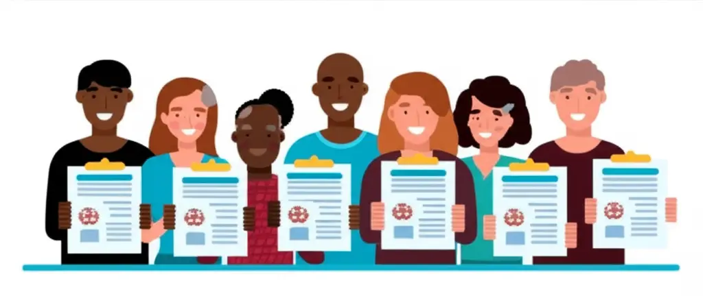 An illustration showcasing a diverse group of car owners smiling with their car insurance policies.