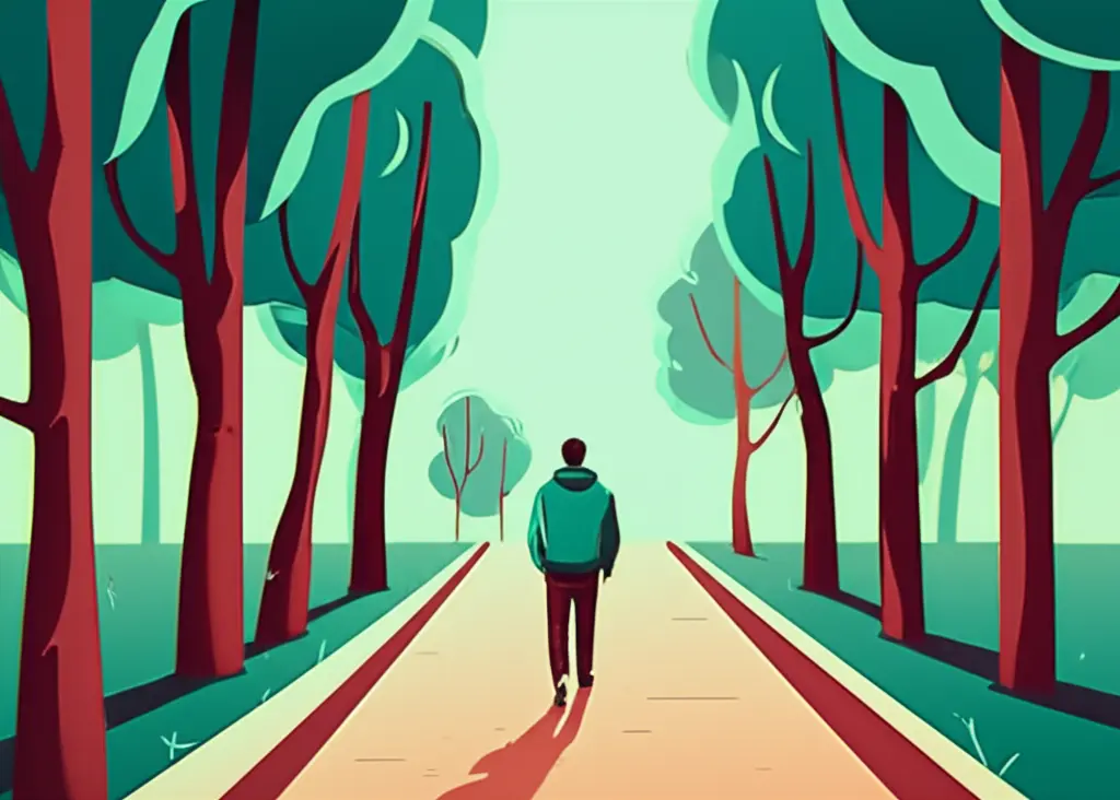 Walking along a path as a metaphor for the journey of healing