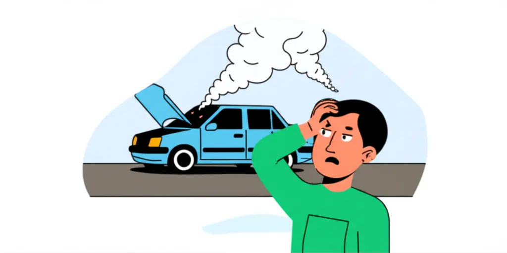 A person with a broken-down car