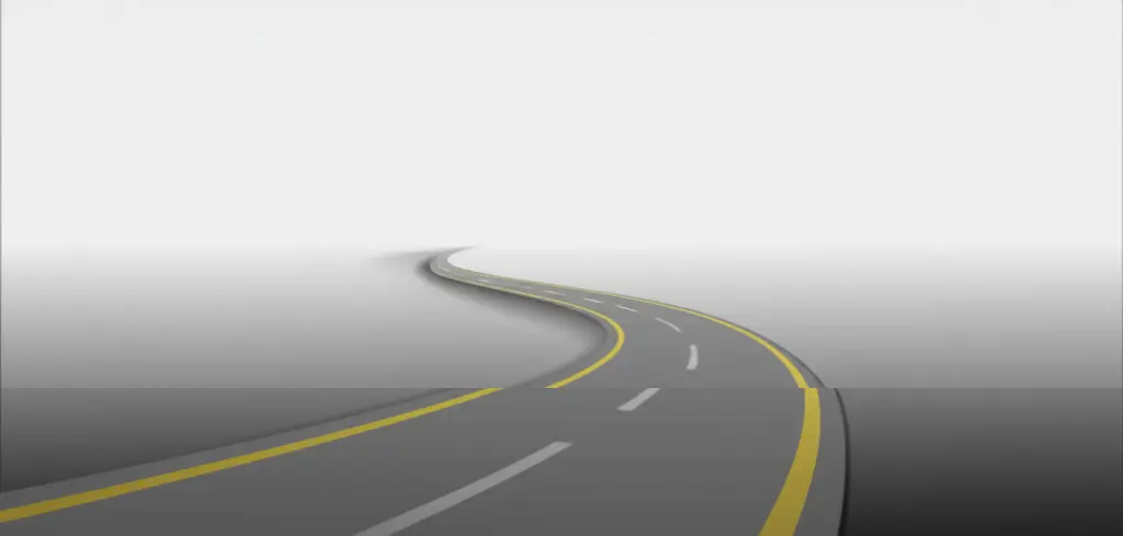 A winding road disappearing into a fog, representing life's uncertainties.