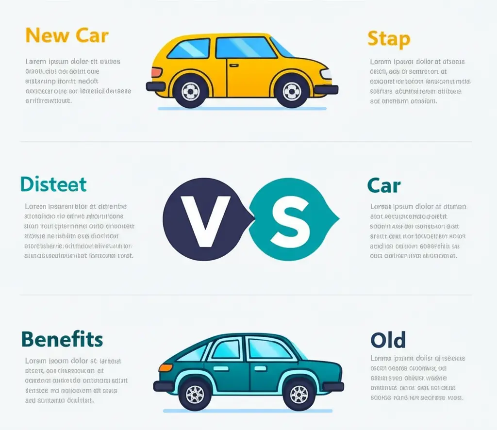 Comparison between new and old cars highlighting pros and cons of each