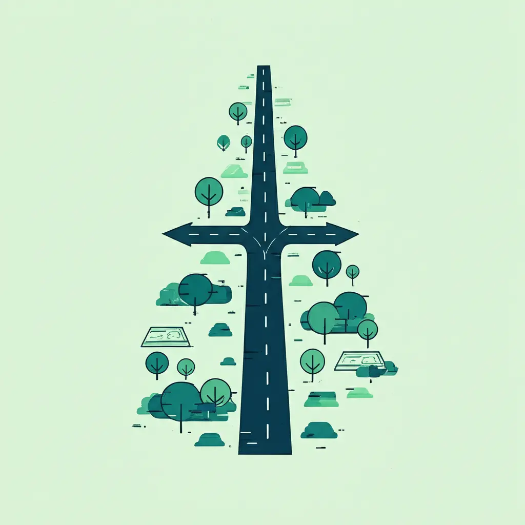 A hand-drawn illustration of a splitting path, symbolizing financial choices after a life change.