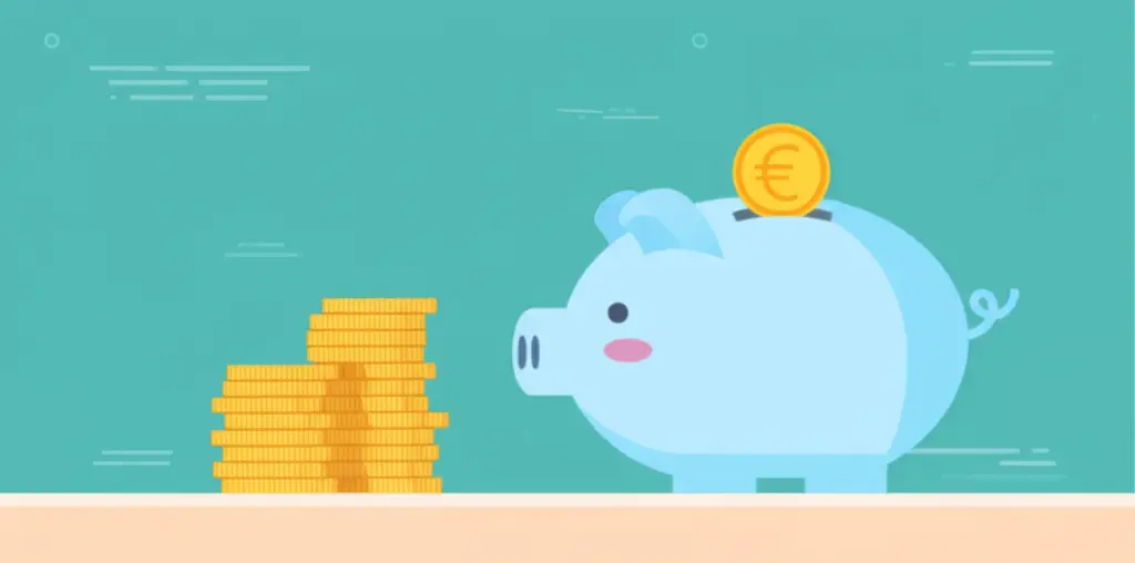 Piggy bank and euro coins