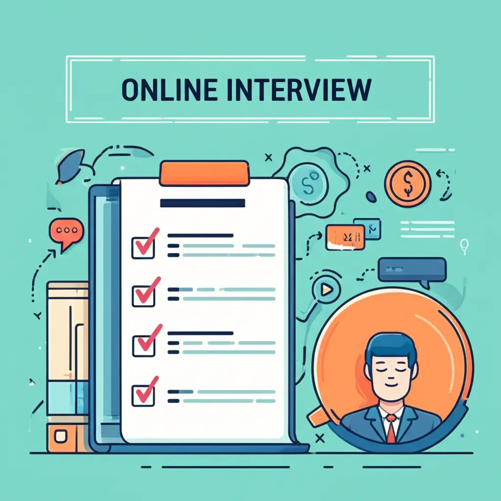 Depiction of a checklist for online interviews.