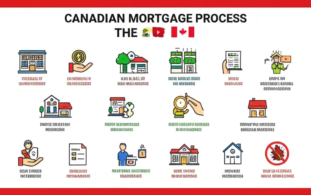 Infographic of the steps to getting a mortgage in Canada