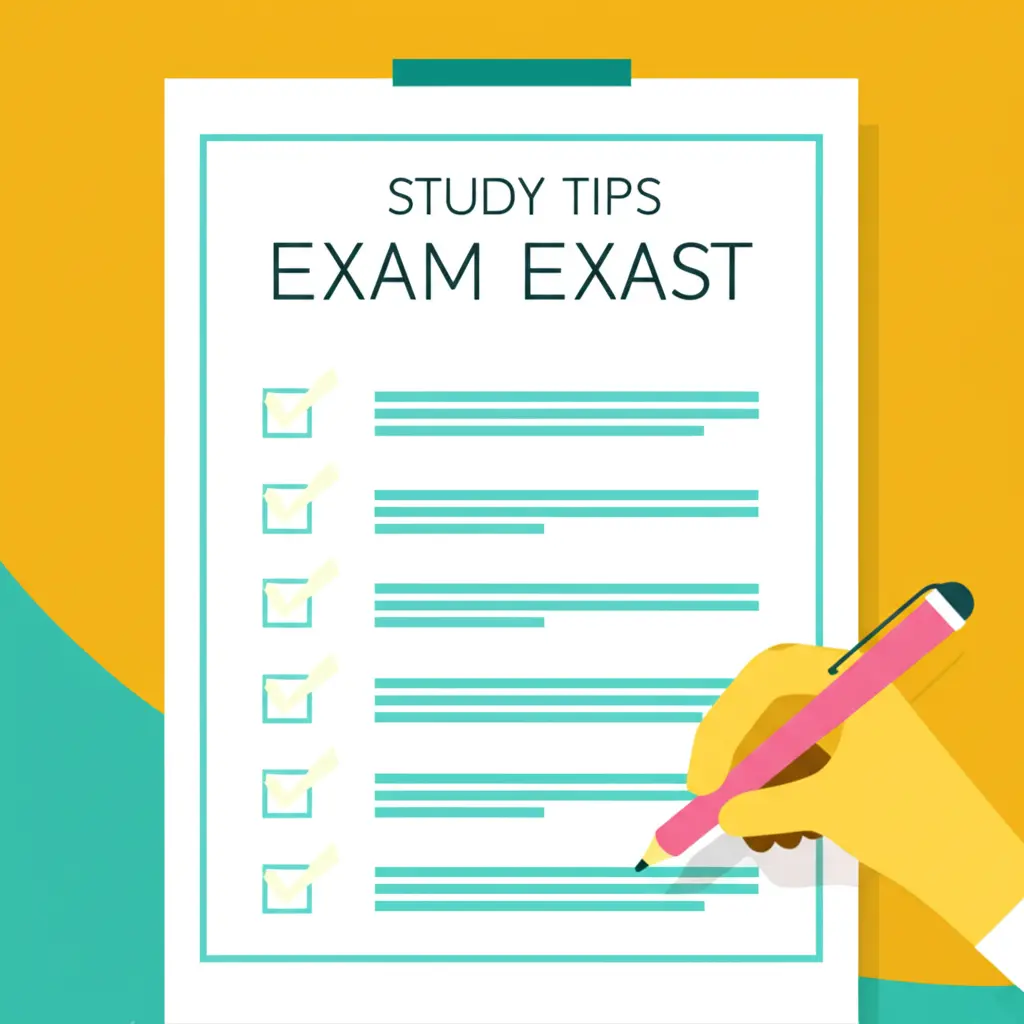 Checklist with study tips for the exam