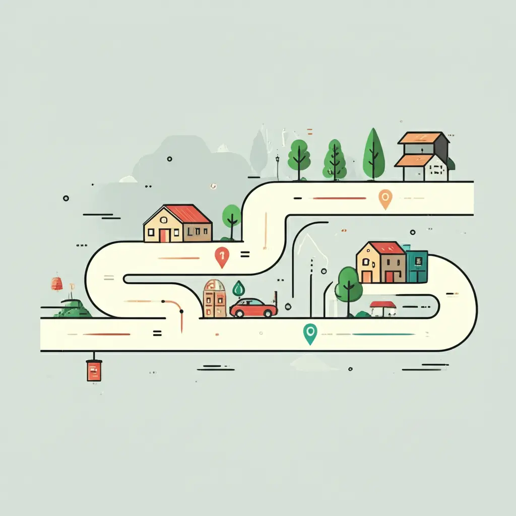 Complex but clear real estate investment path with milestones