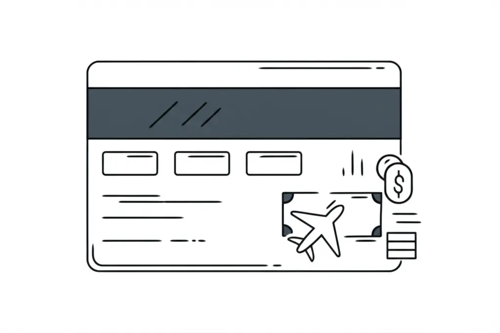 Credit card with various rewards icons