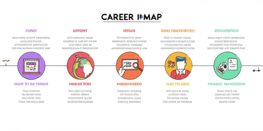 A journey map highlighting different stages of a career change.