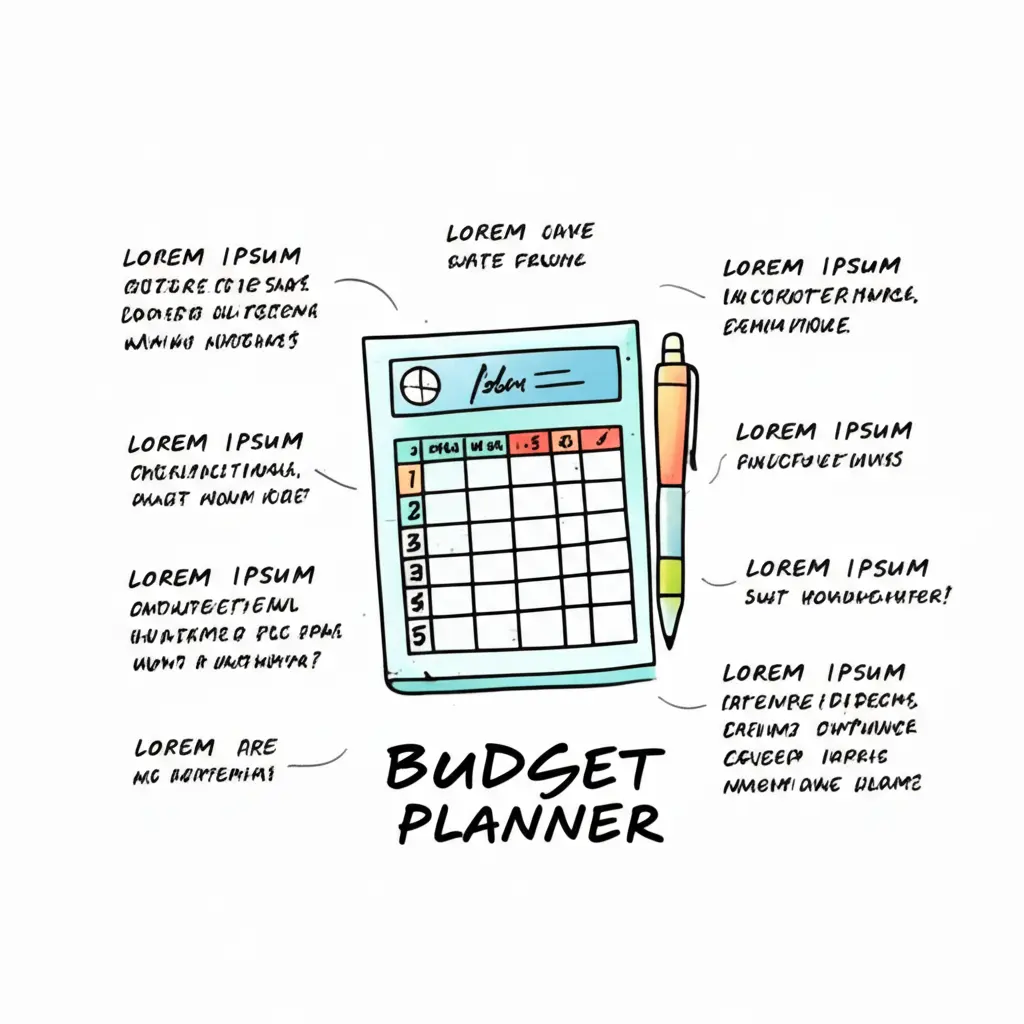 A hand-drawn illustration of a budget planner