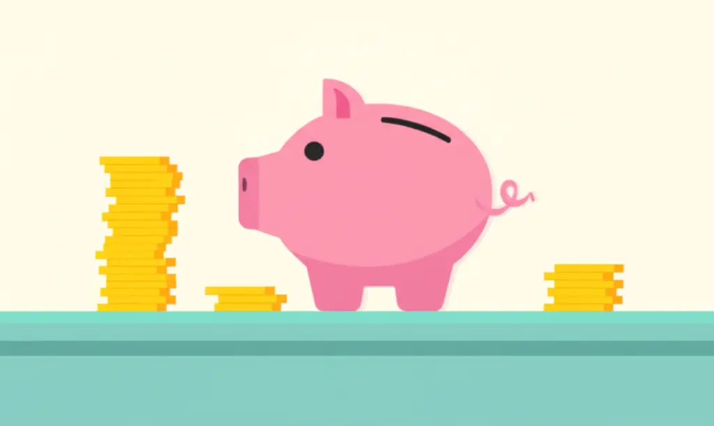 Piggy bank and coins symbolizing savings