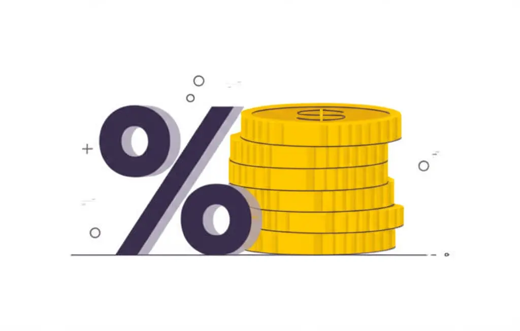 Percentage symbol and coins