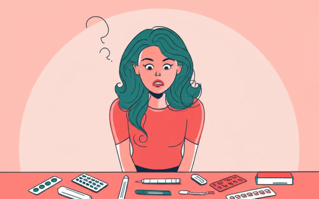 Woman contemplating contraceptive options