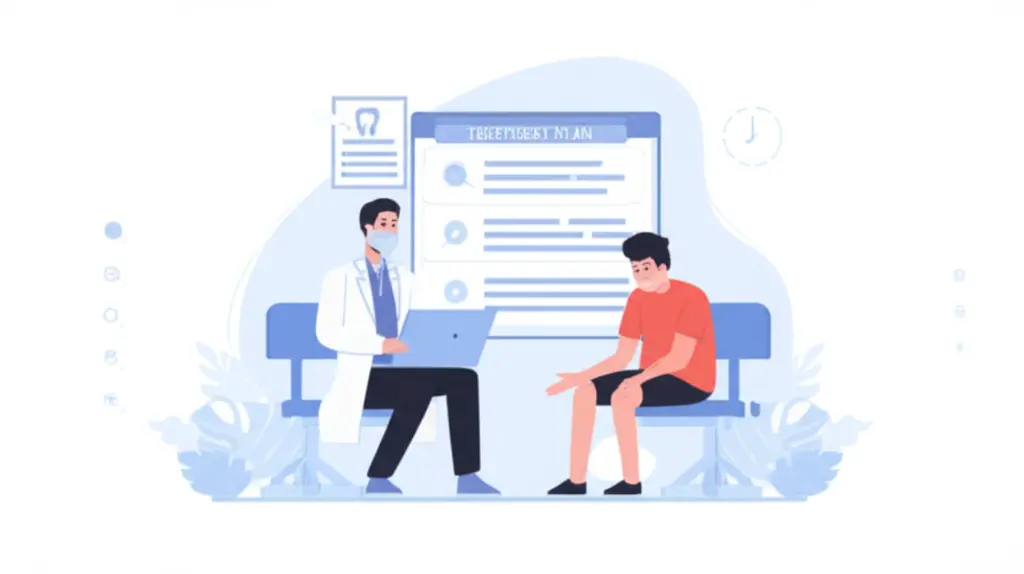 Dentist discussing treatment with patient