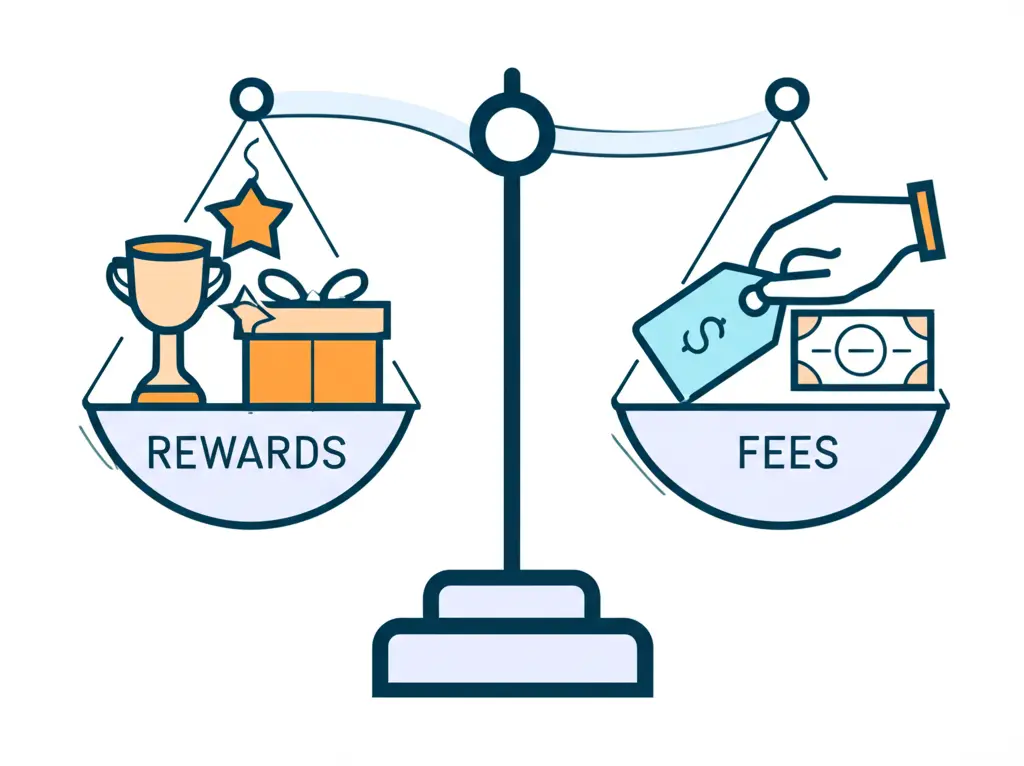 Weighing scale with rewards and fees