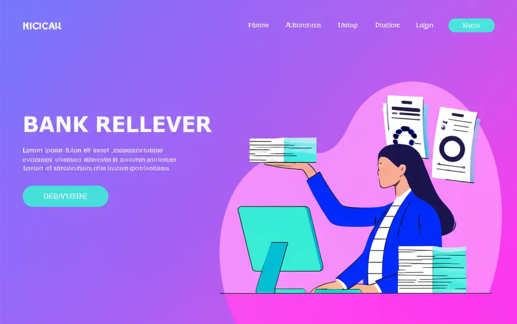 Bank teller managing paperwork and computer tasks