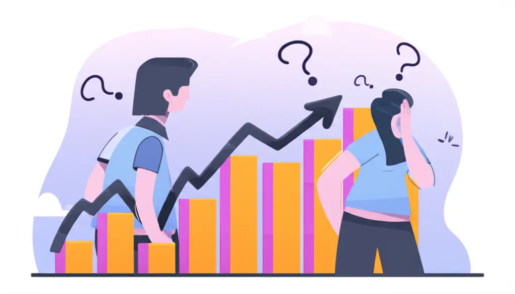 Person looking perplexed at a fluctuating real estate market graph.