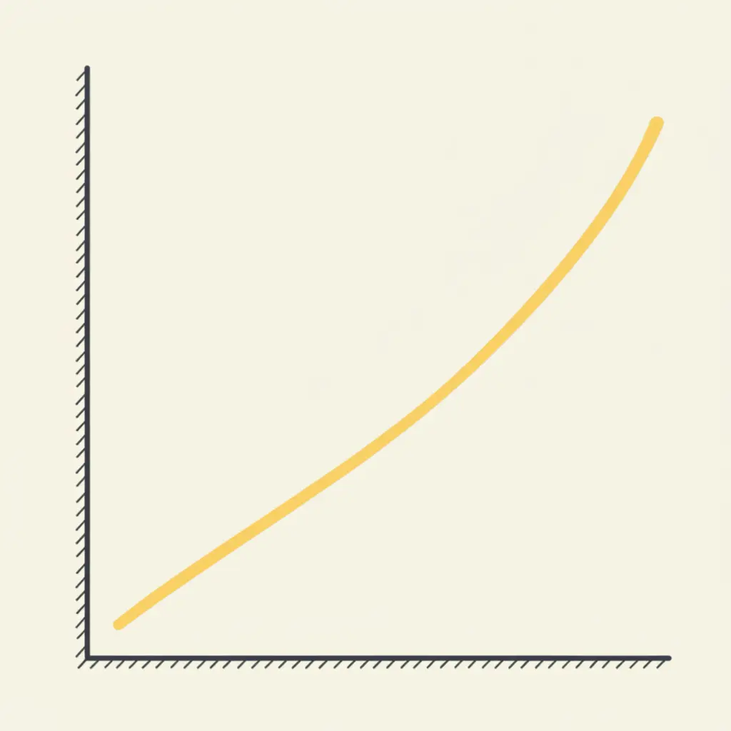 Hand-drawn graph showing steady financial growth over time